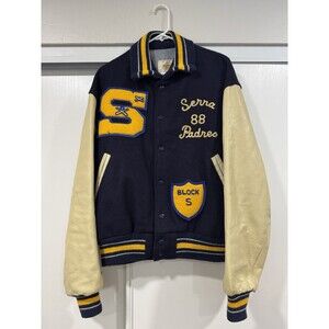 Vintage ‘88 Serra Padres High School Letterman Jacket Sz XL Made In USA Baseball